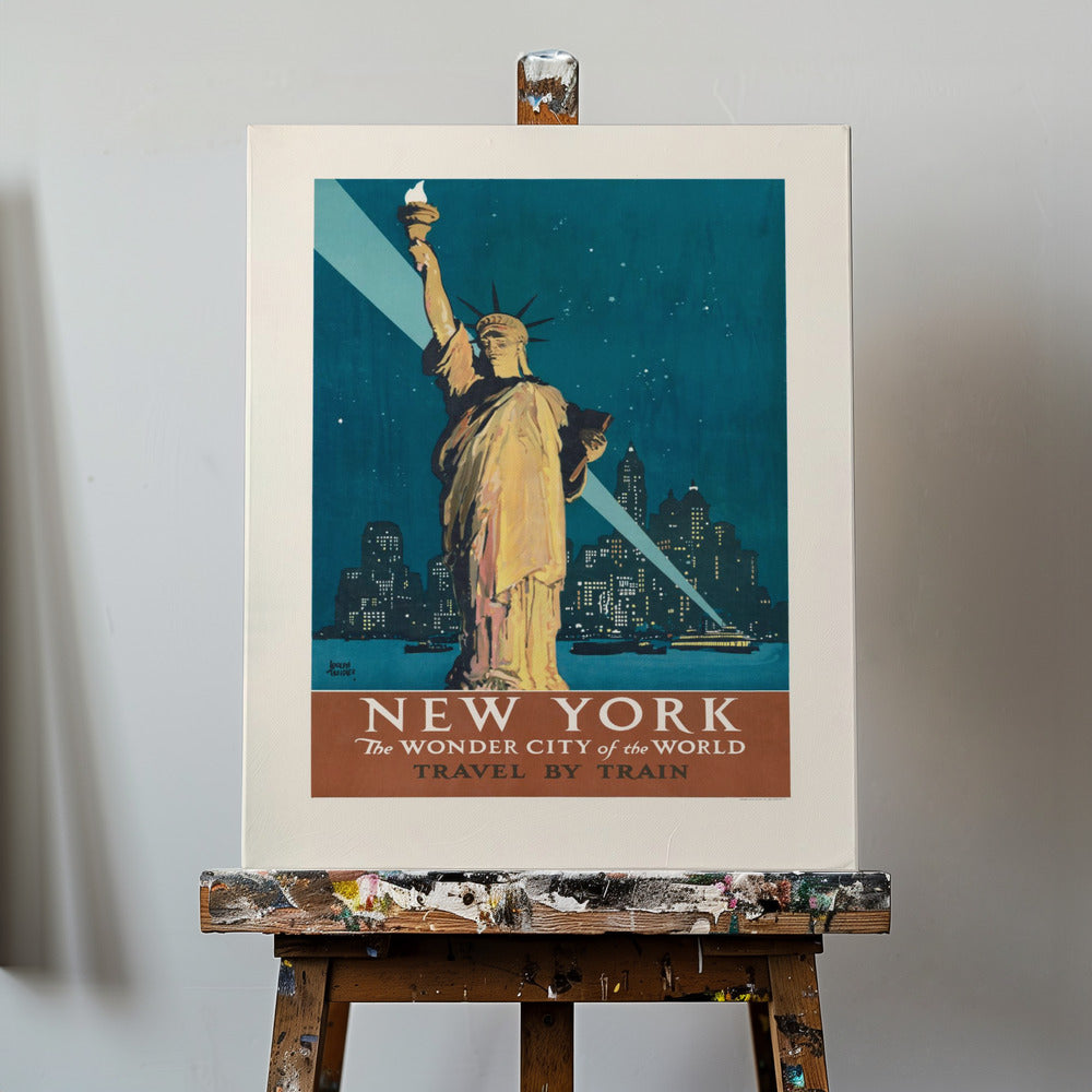 New York, maailman ihmekaupunki. Matkusta junalla (1927) Julisteet - Taidevedokset Kirjoittanut Adolph Treidler | Canvastaulut