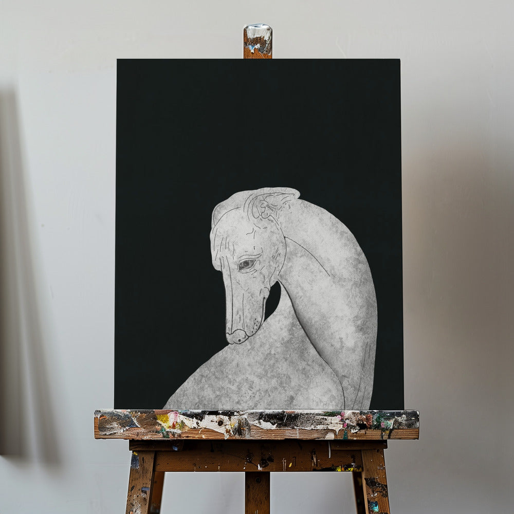 Svart och vit vinthund | Canvas