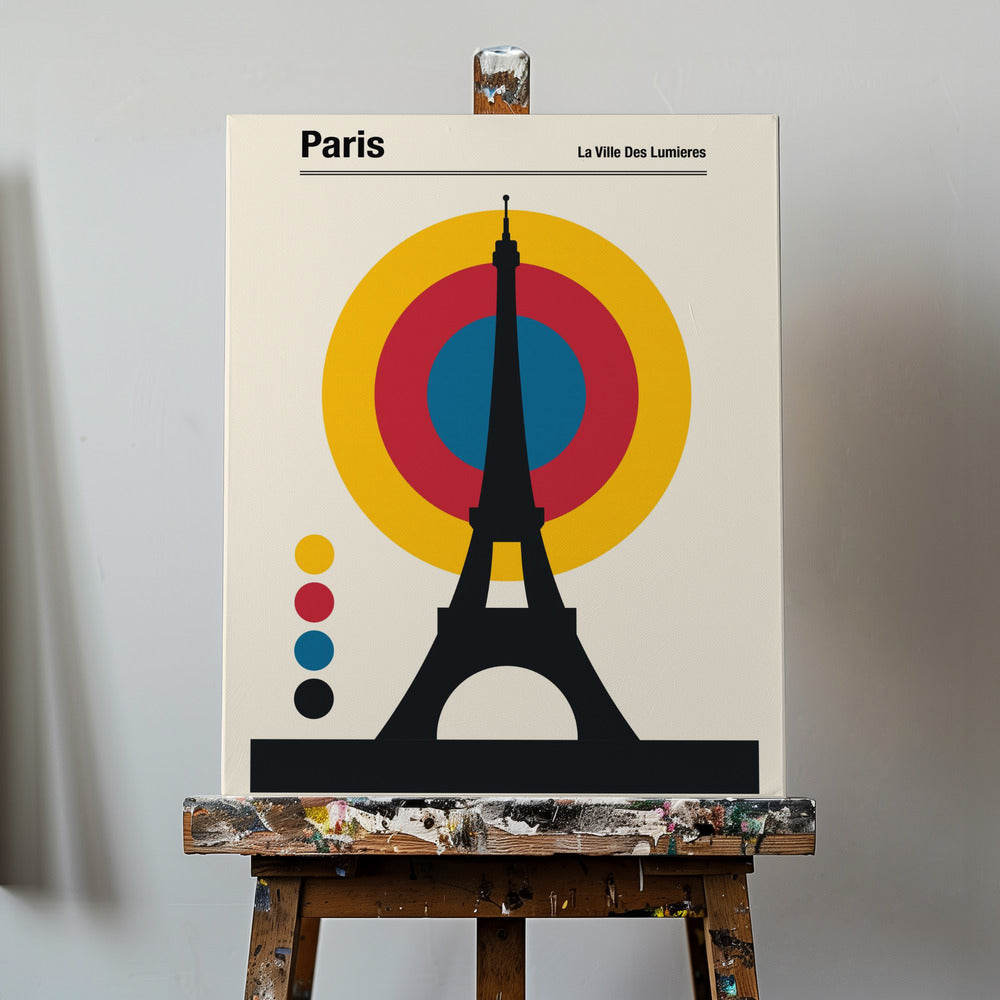 Retro reisetrykk fra Eiffeltårnet i Paris | Lerretsbilder
