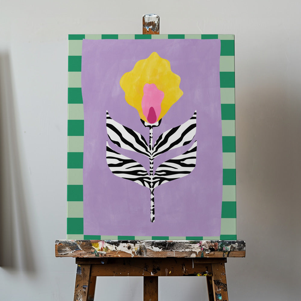 Flower with Zebra Patterned Leaves | Canvas
