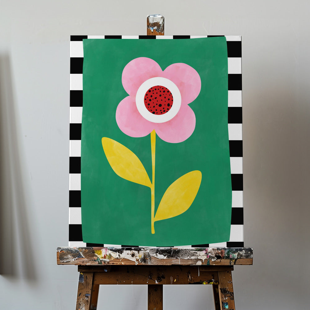 Pink Flower with Yellow Leaves | Canvas