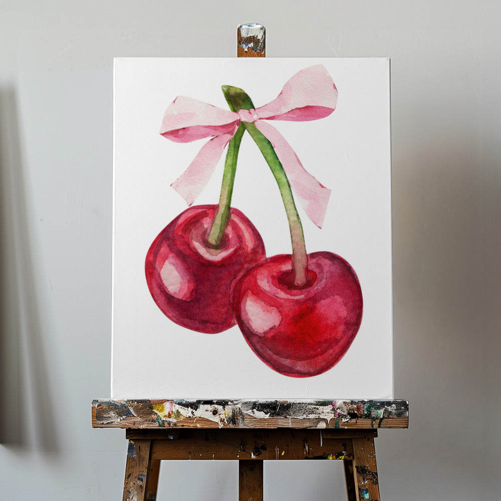 Röd körsbärsrosa rosett | Canvas