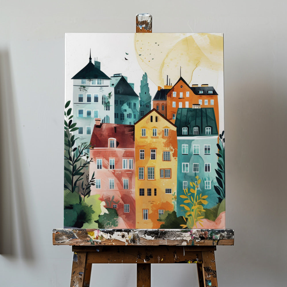 Peinture numérique à l'aquarelle de Varsovie | Tableaux sur Toile