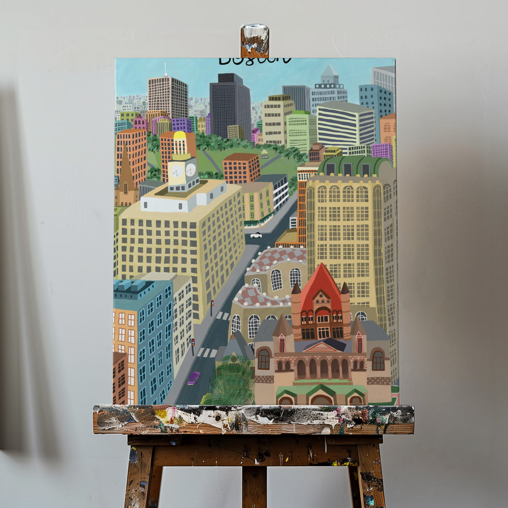 L'église Trinity et le panorama urbain de Boston par l'artiste Carla Daly | Tableaux sur Toile