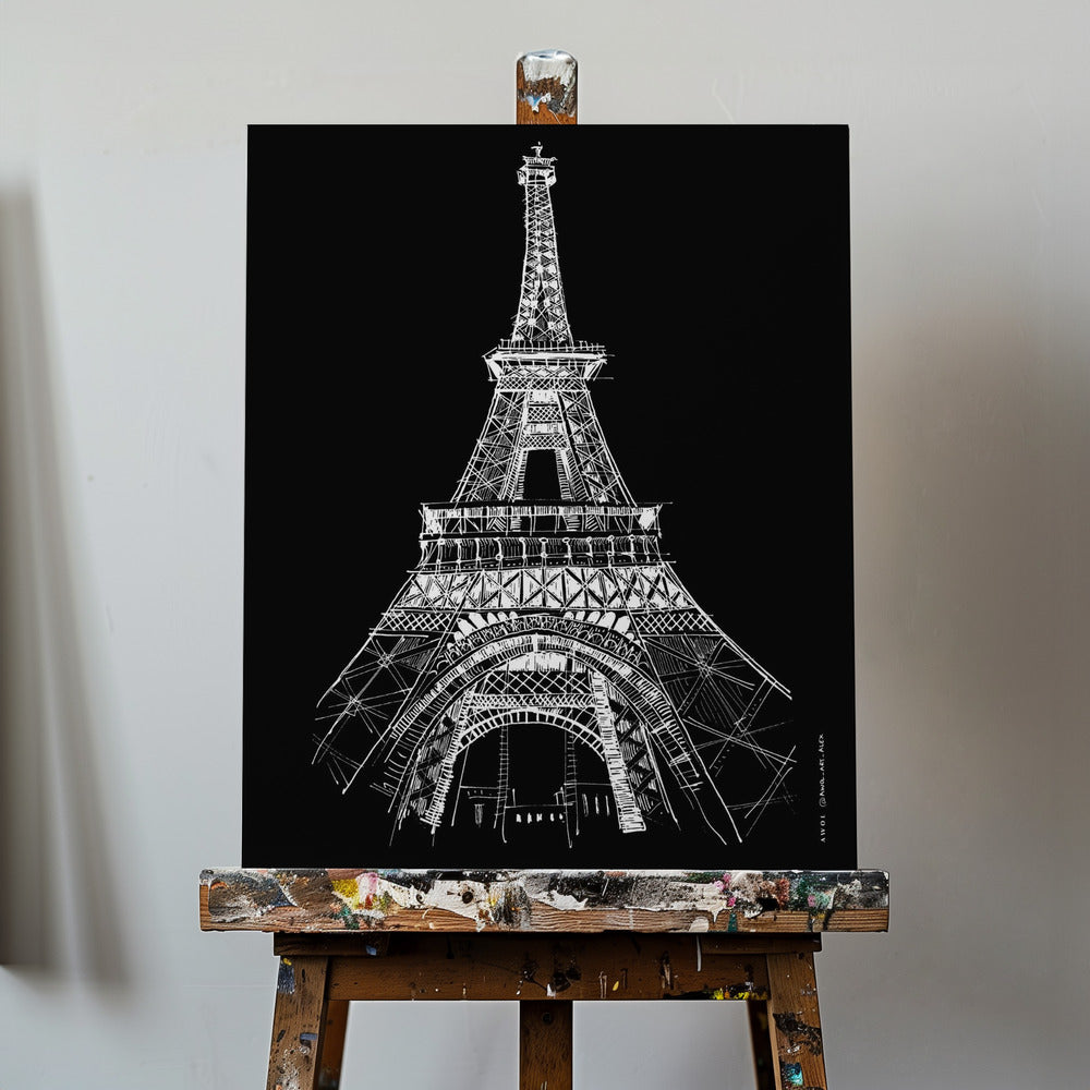 Eiffel-tornin arkkitehtoninen piirustus, Pariisin kaupungin taidevedos | Canvastaulut