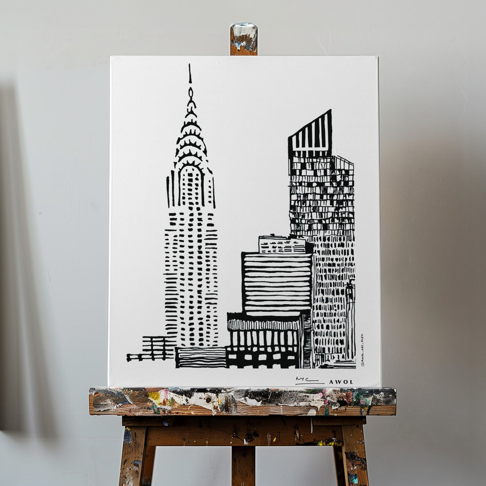 New York Citys silhuett med skyskrapabyggnader | Canvas