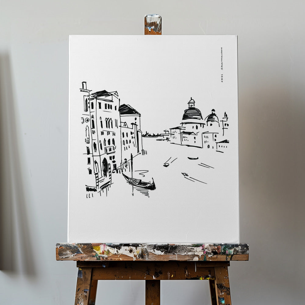 Konsttryck i Venedig med gondoler och basilika på Canal Grande, Italien | Canvas