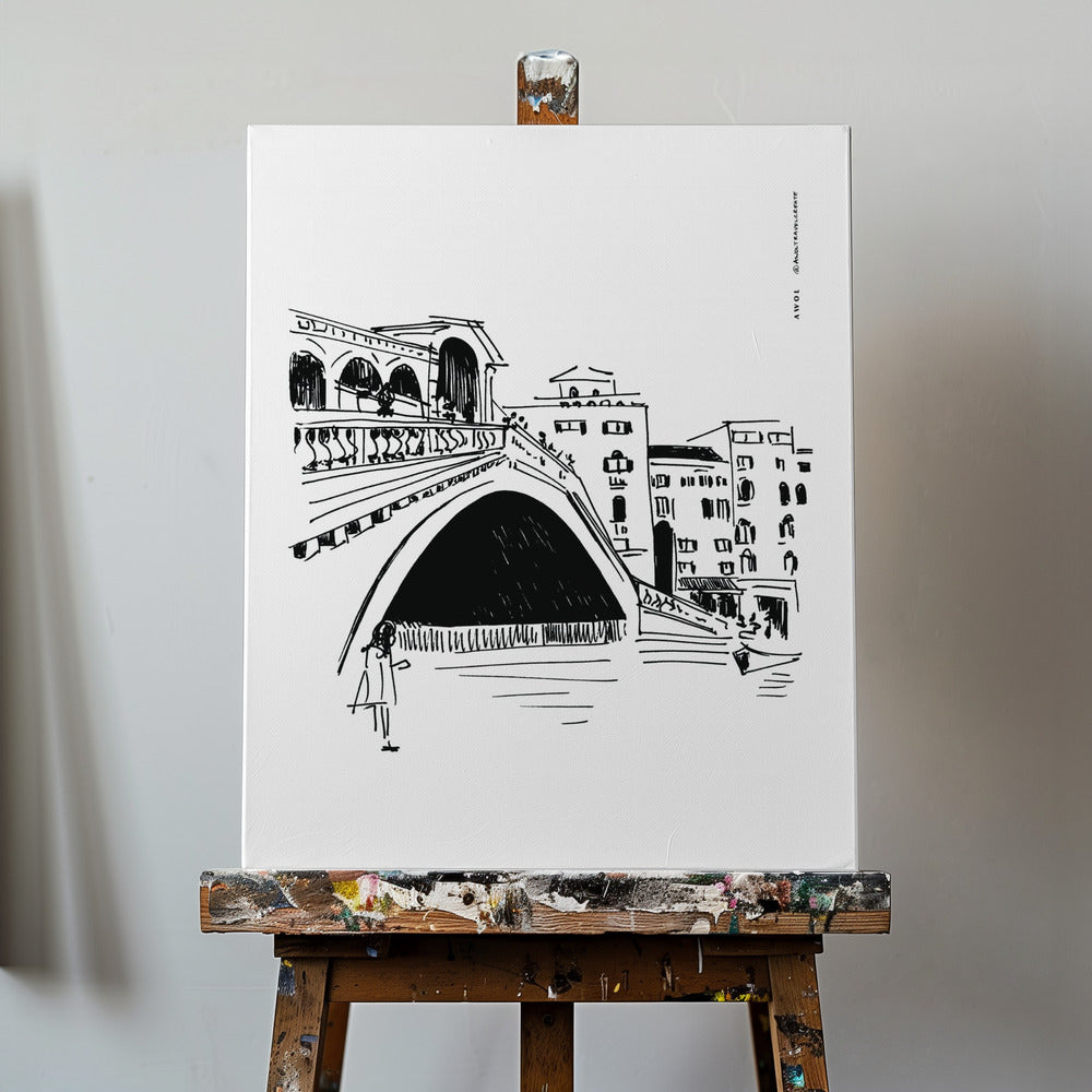 Ponte di Rialto, illustrazione di Venezia, stampa artistica della città italiana | Stampe su Tela