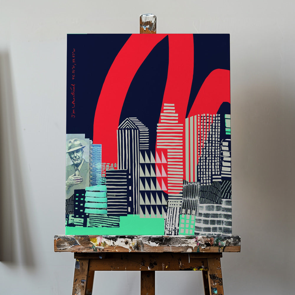 Konst i stadssilhuett, grafisk vägg i Montreal Poster | Canvas