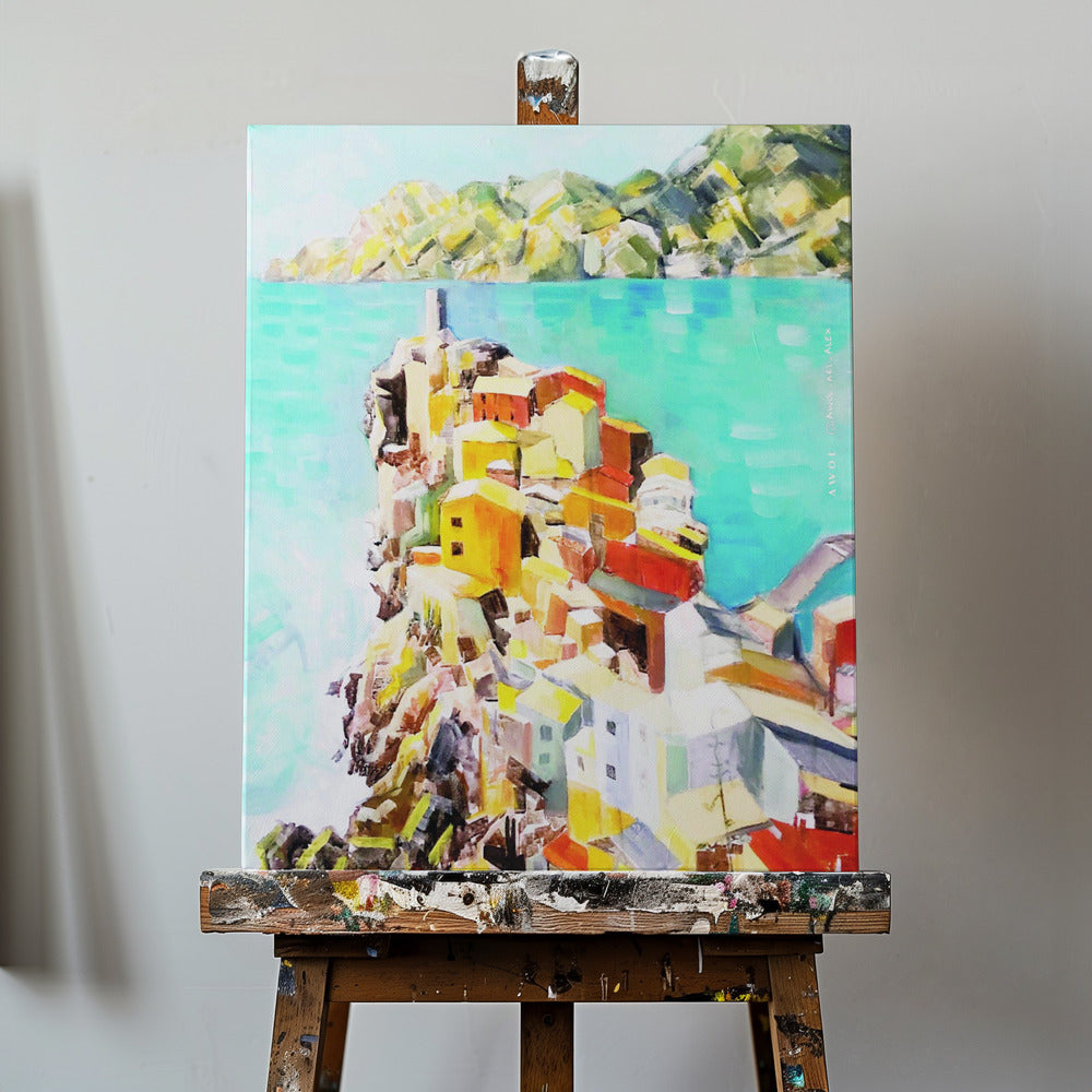 Färgglad stad vid Medelhavet, Italien väggkonst | Canvas