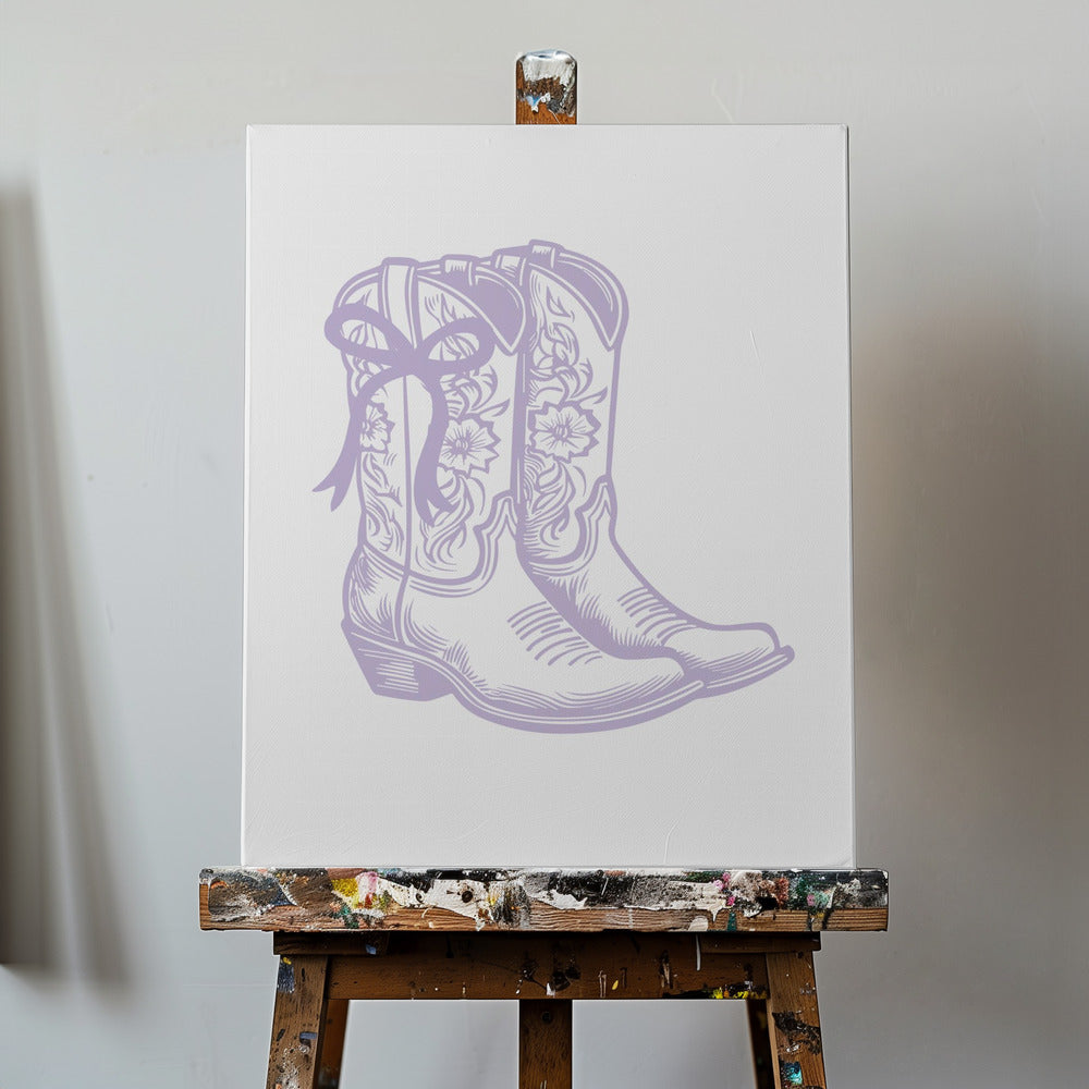 Lila Cowgirlstövlar med rosett | Canvas