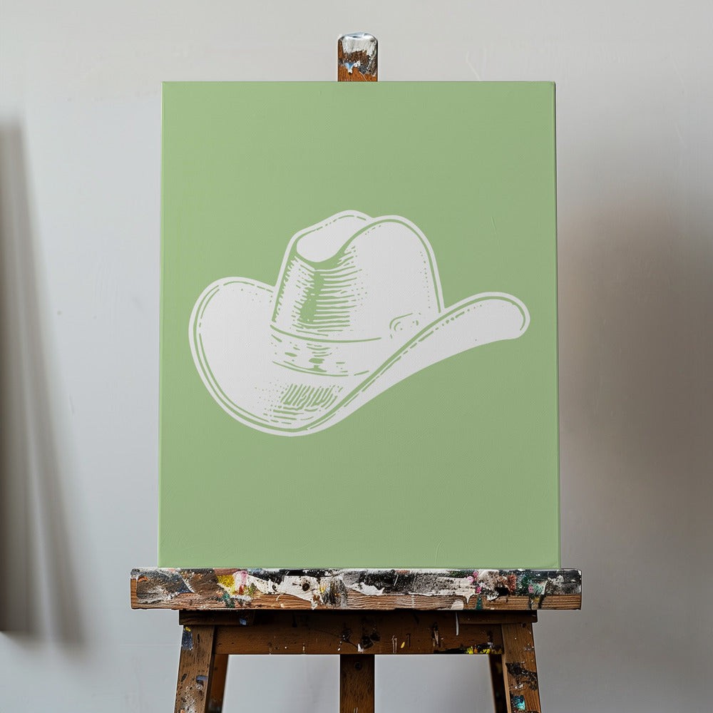 Chapeau de cowboy vert sauge | Tableaux sur Toile
