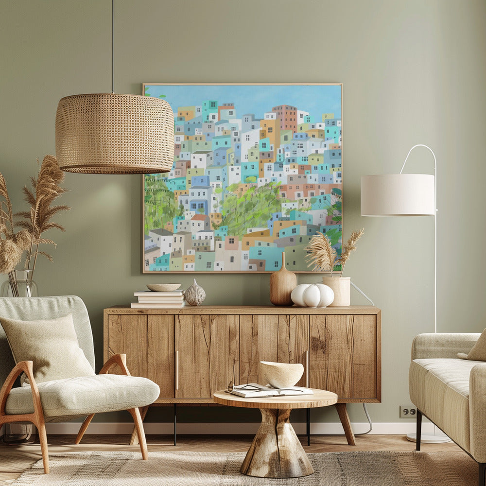 Utsikt över takåsarna i Rio de Janeiro av konstnären Carla Daly | Canvas