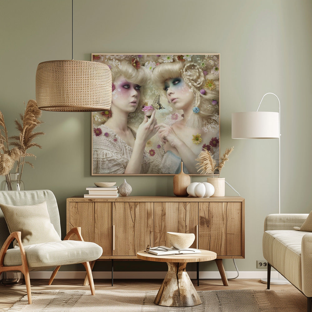 Flicka i blomsterträdgården | Canvas