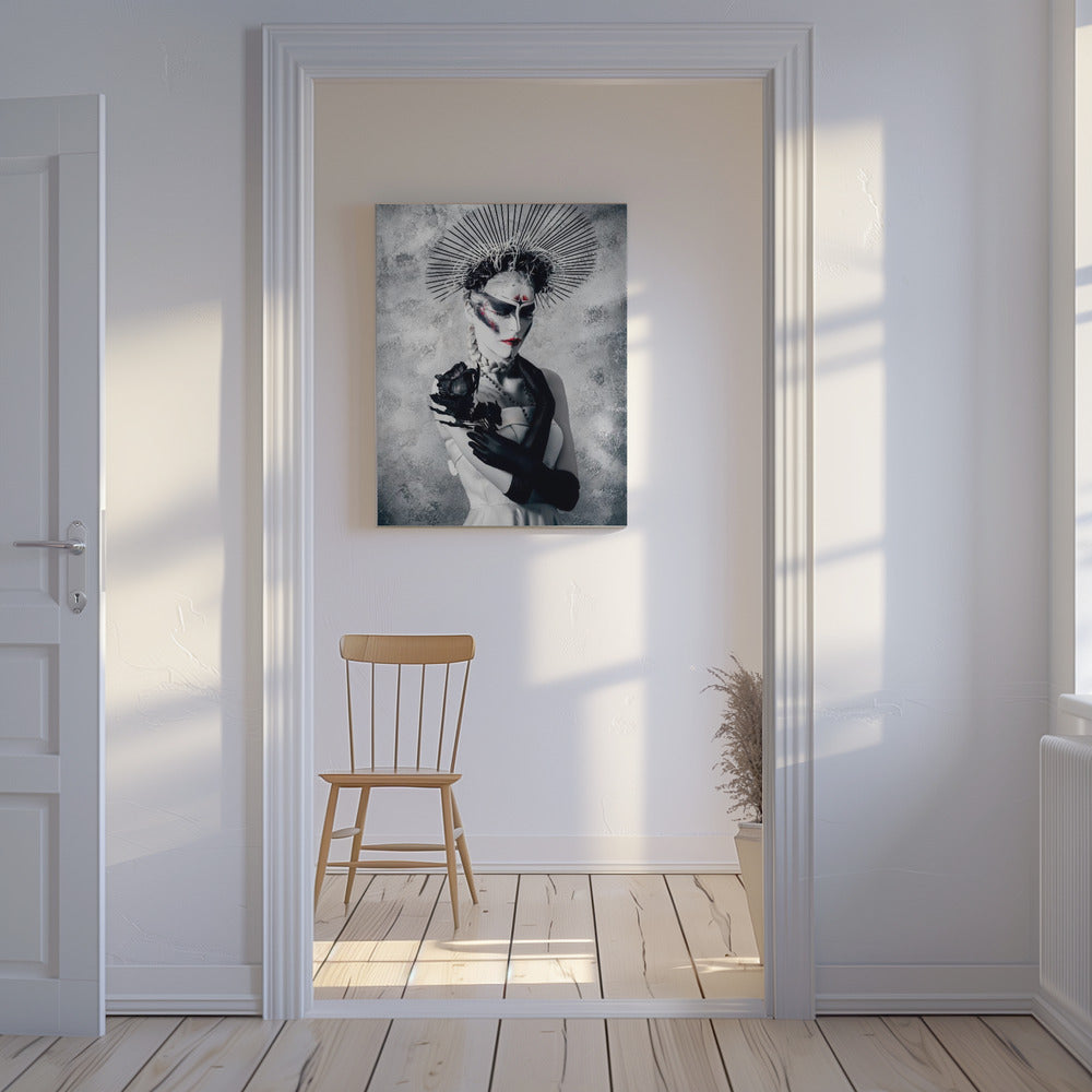 Een pijnlijke doorn op een zwarte roos | Canvasprints