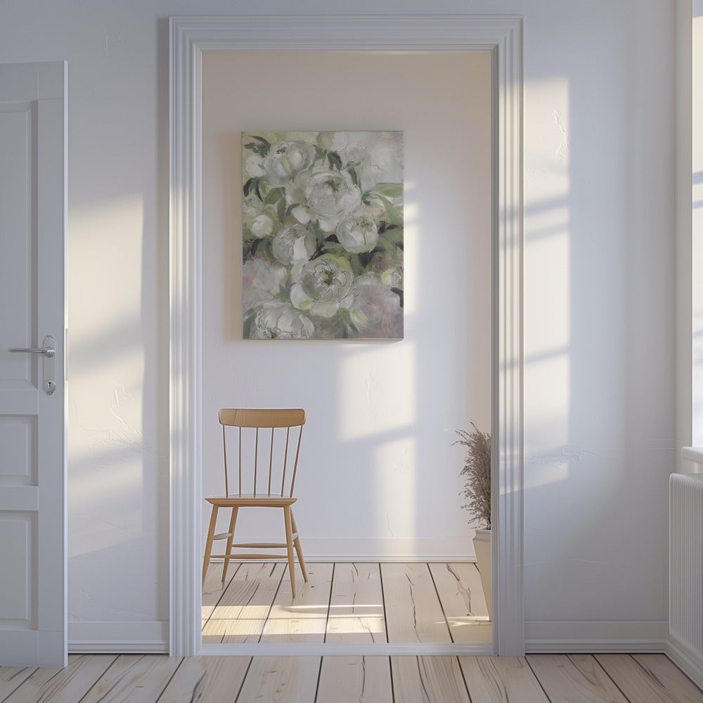 Tristi fiori pittorici in verde | Stampe su Tela