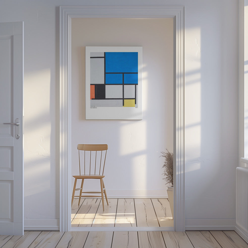Komposition med stort blått plan, rött, svart, gult och grått 1921 | Canvas