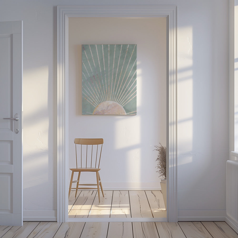 Salviegrøn Boho Sol | Lærredsbilleder