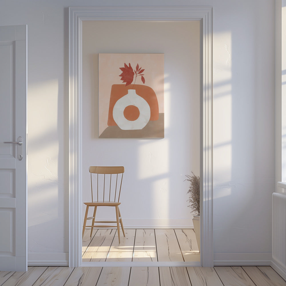 Vase und Blätter | Leinwand-Bilder
