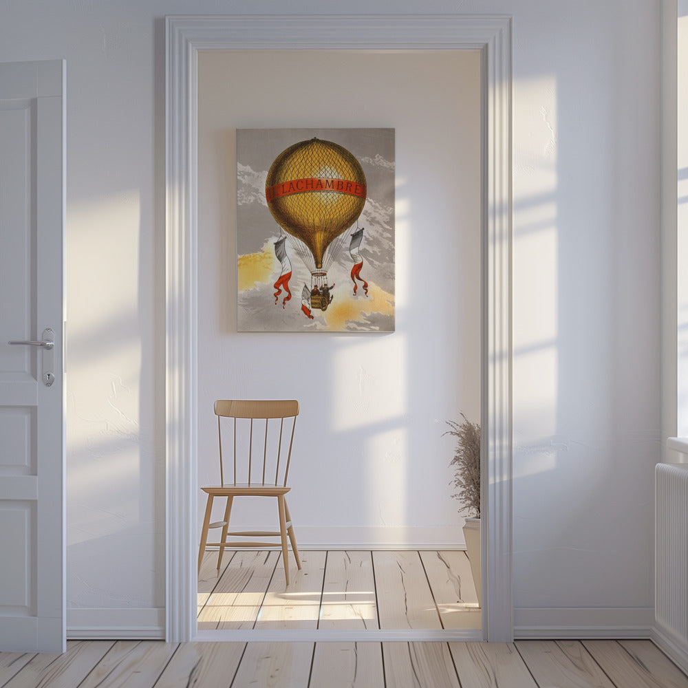 Ballon étiqueté avec deux hommes dans la nacelle 1880 | Tableaux sur Toile