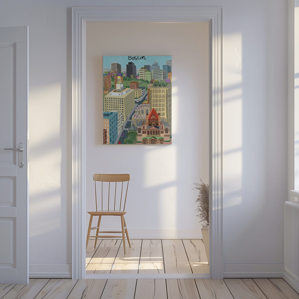 L'église Trinity et le panorama urbain de Boston par l'artiste Carla Daly | Tableaux sur Toile