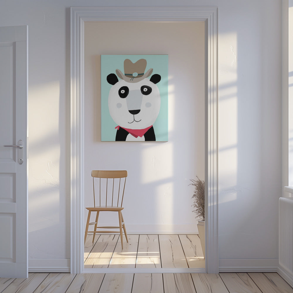 Lustiger Panda mit Cowboyhut von der Künstlerin Carla Daly | Leinwand-Bilder