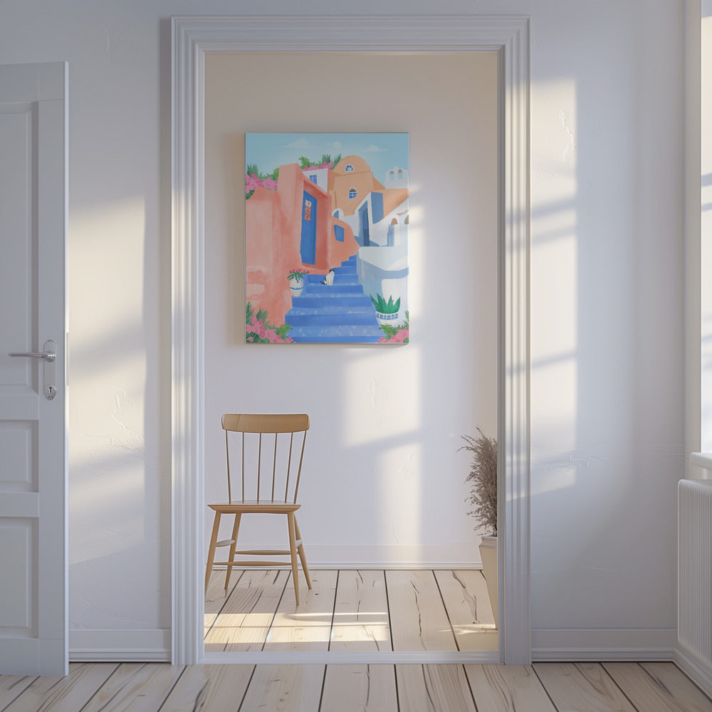 Santorini-Straße | Leinwand-Bilder