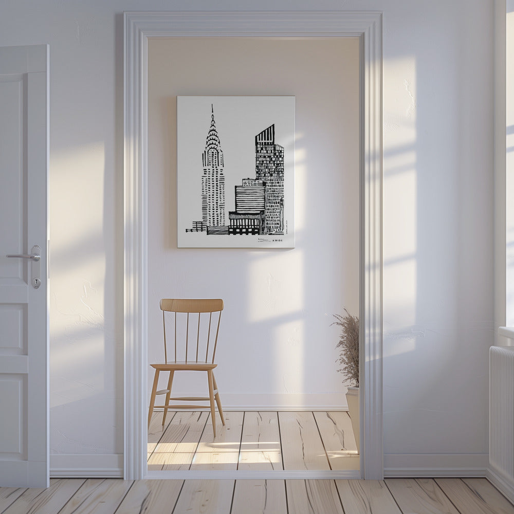 New York Citys silhuett med skyskrapabyggnader | Canvas
