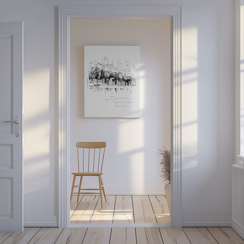Italian maisemajuliste, Como-järvi, Milanon piirustus | Canvastaulut