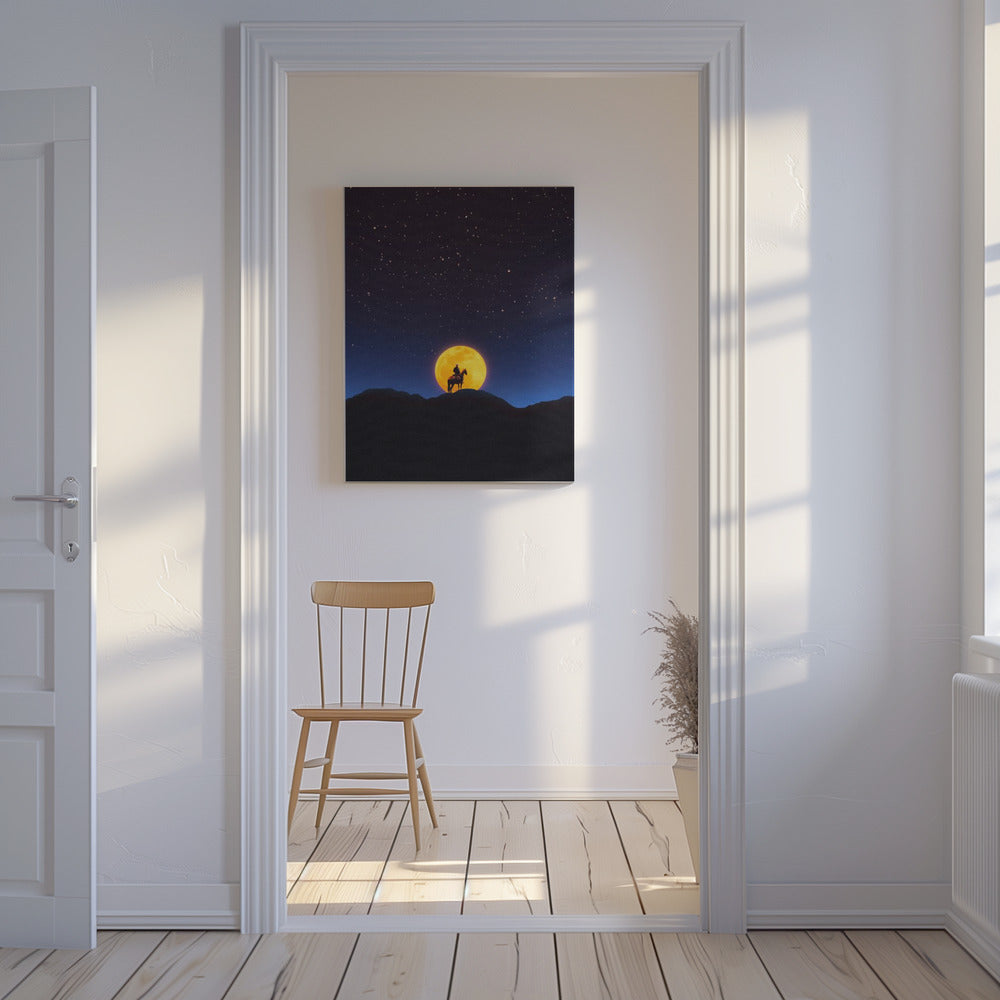 De ruiter en de maan | Canvasprints