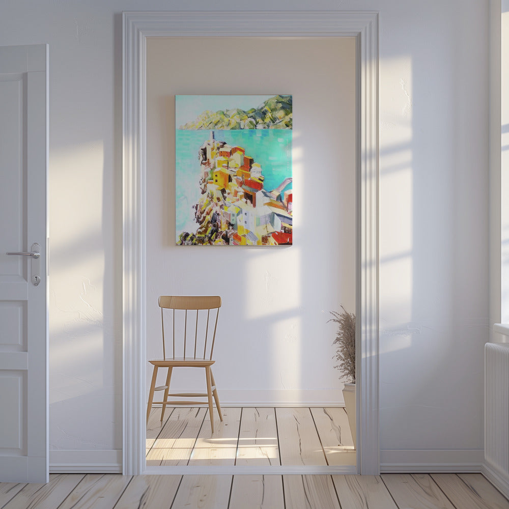 Färgglad stad vid Medelhavet, Italien väggkonst | Canvas