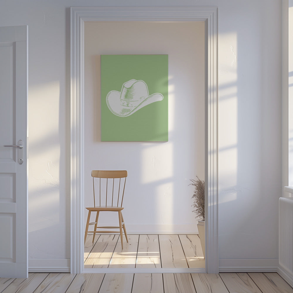 Chapeau de cowboy vert sauge | Tableaux sur Toile
