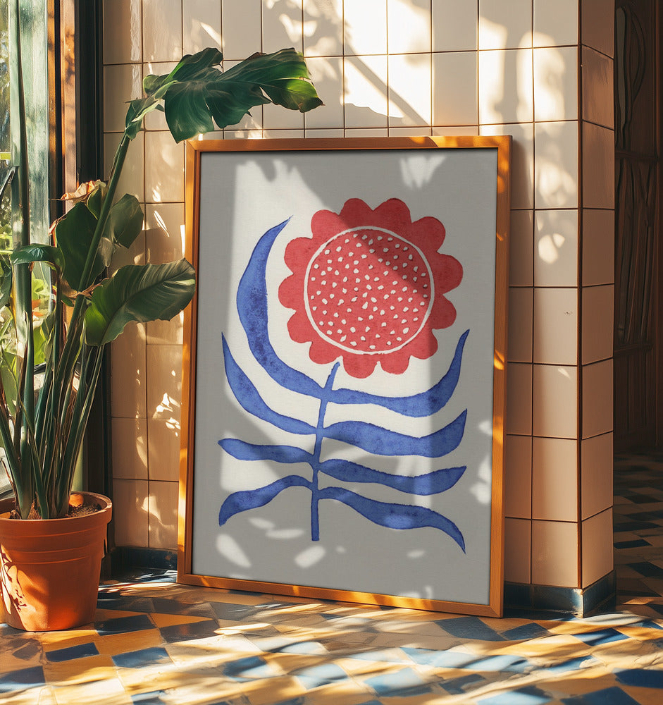 Red Flower / Lino Print | Poster