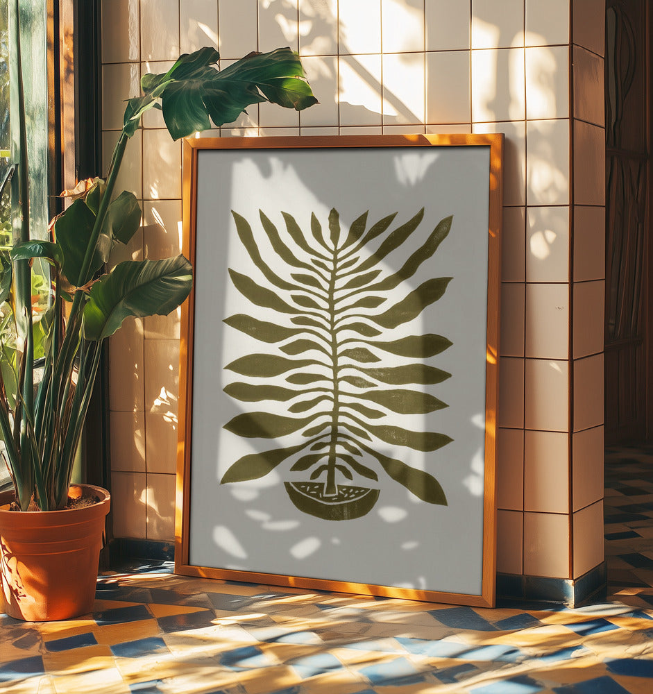 Hundredbladet plante #22 / Linoleumstryk | Plakater - Kunsttryk