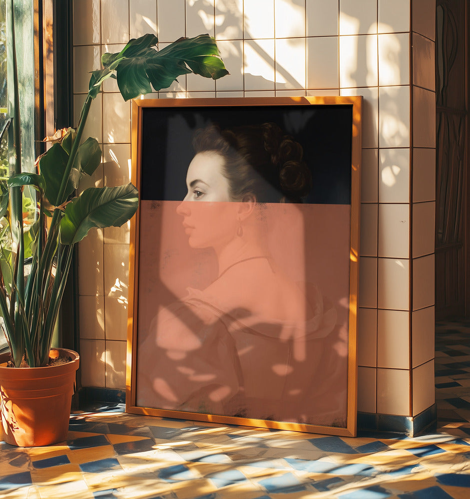 Förändrat porträtt av kvinna Orange modern konst | Poster