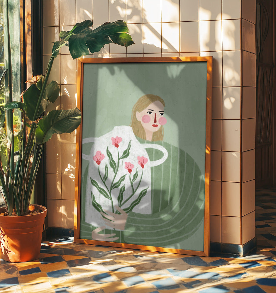 Kvinnan med rosa vas | Poster