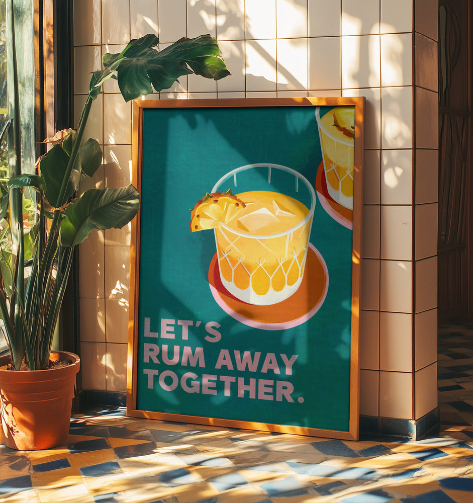Rum Away Beach Bar Cocktail Art | Poster