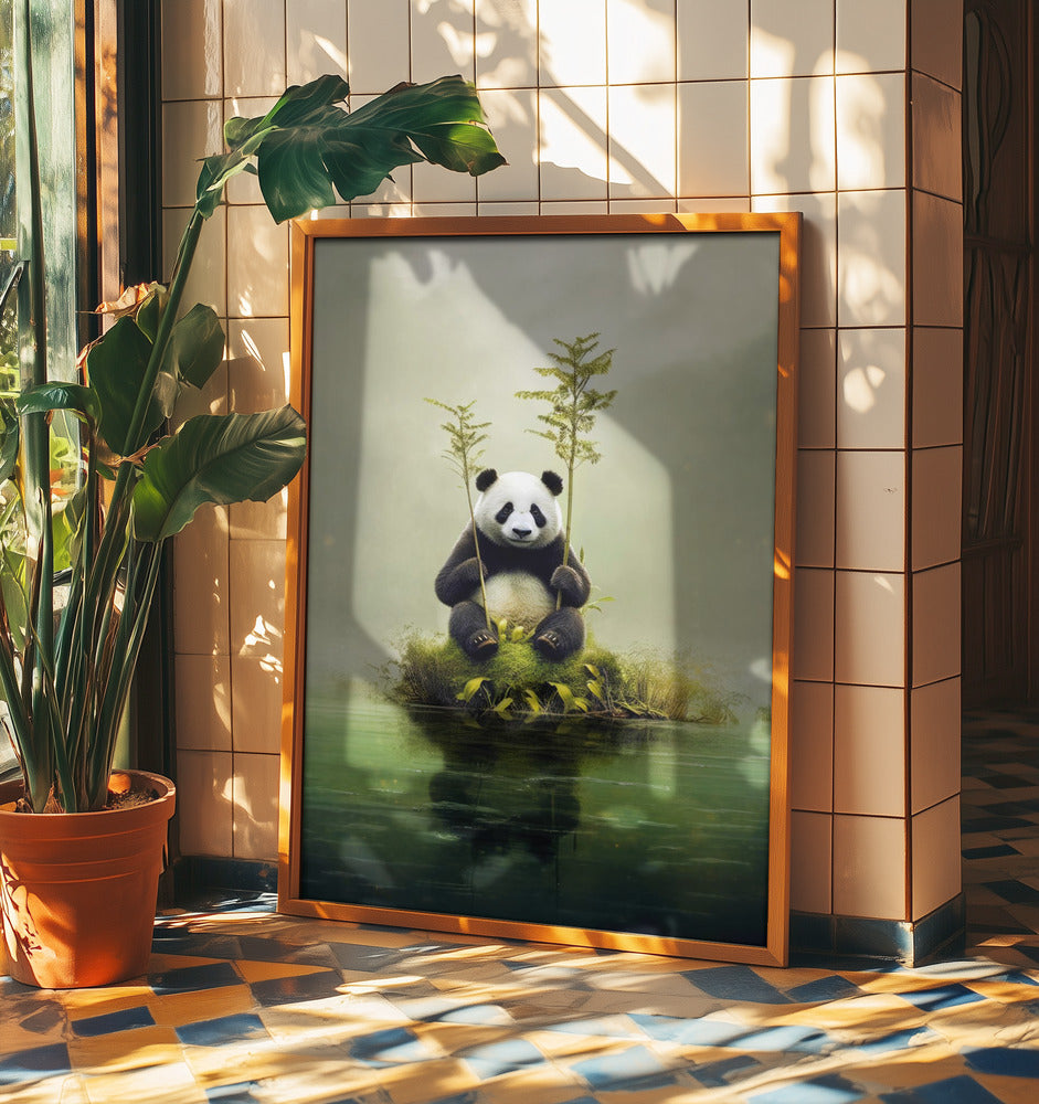 Lonely Panda Watercolor Animal Art | Poster