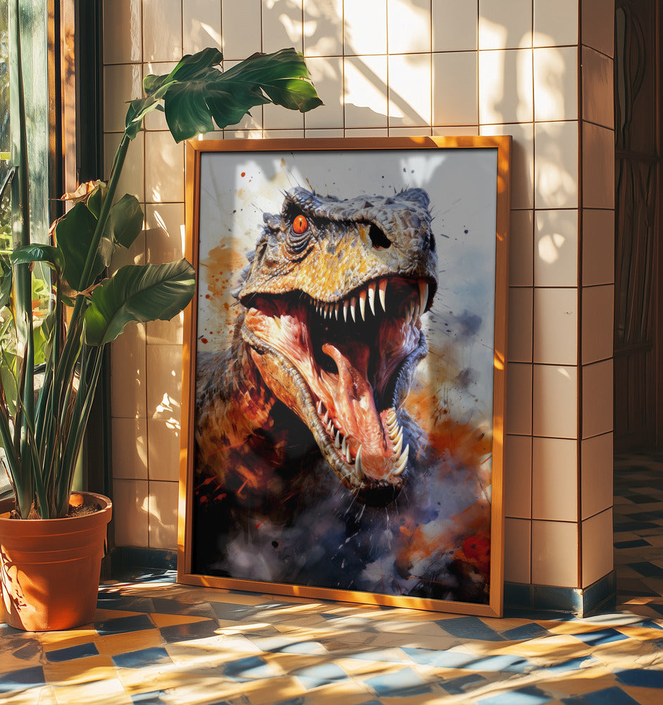 Utahraptor Dinosaur Watercolor Animal Art | Poster