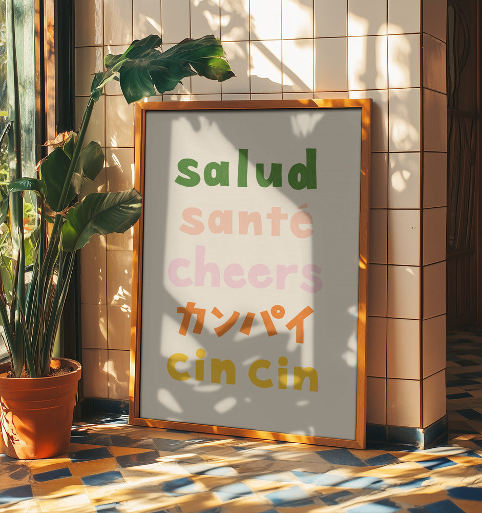 Cheers Typography - Salud Santé Cheers Kanpai Cin cin | Poster