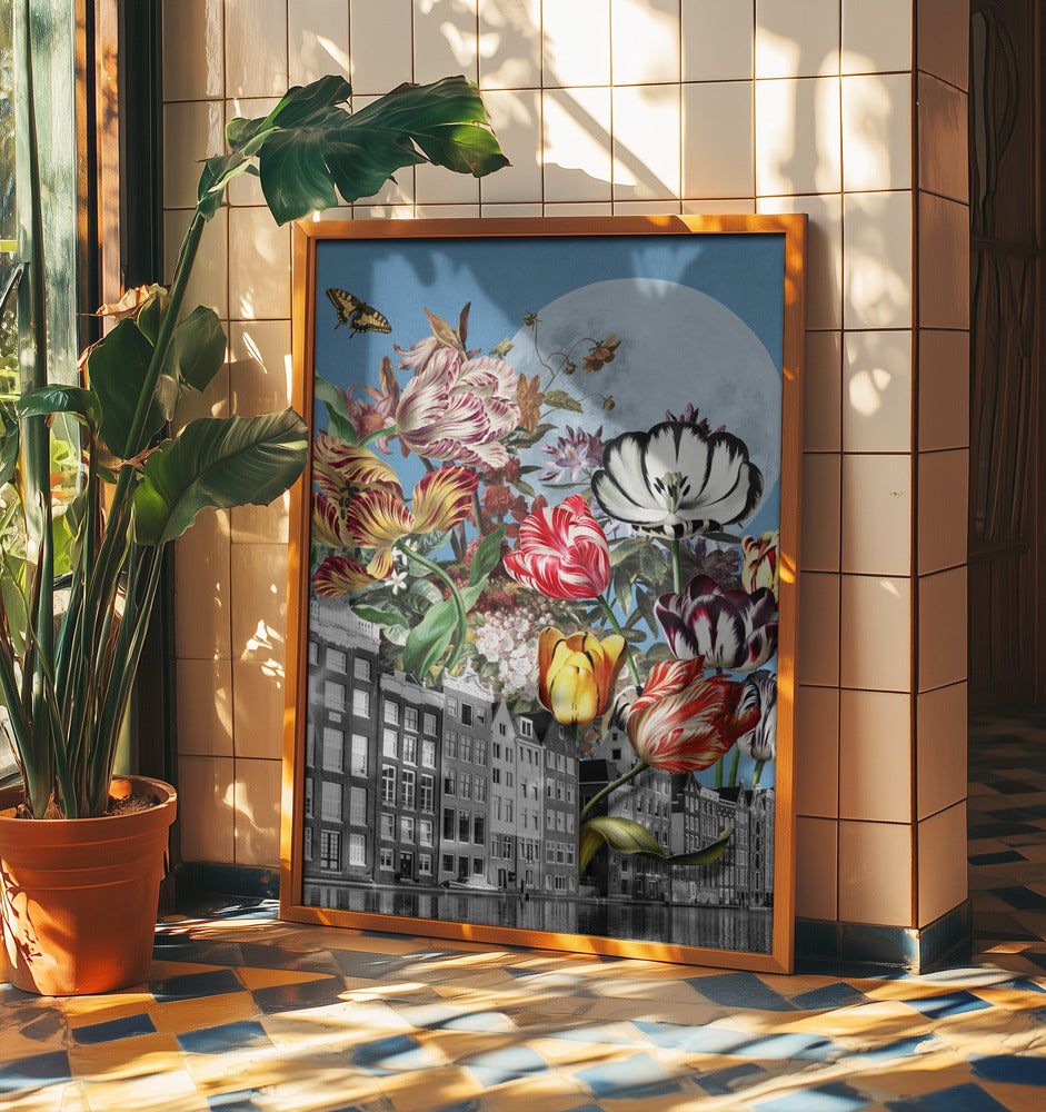 Vibrant Tulips And Intricate Butterflies | Poster