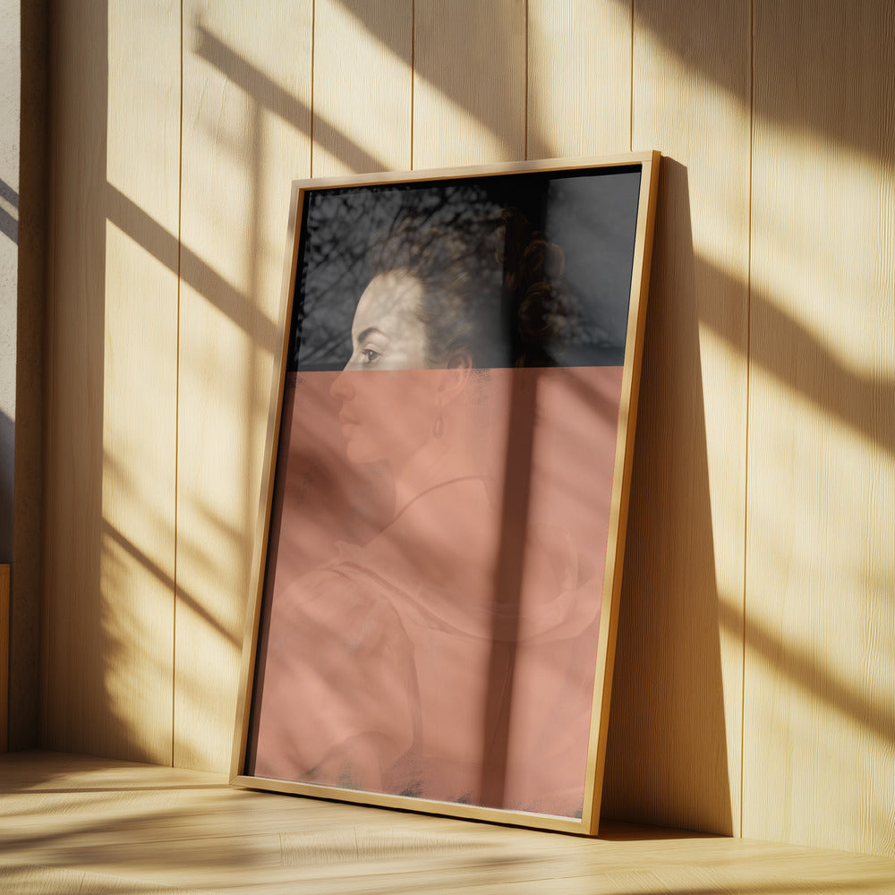 Förändrat porträtt av kvinna Orange modern konst | Poster