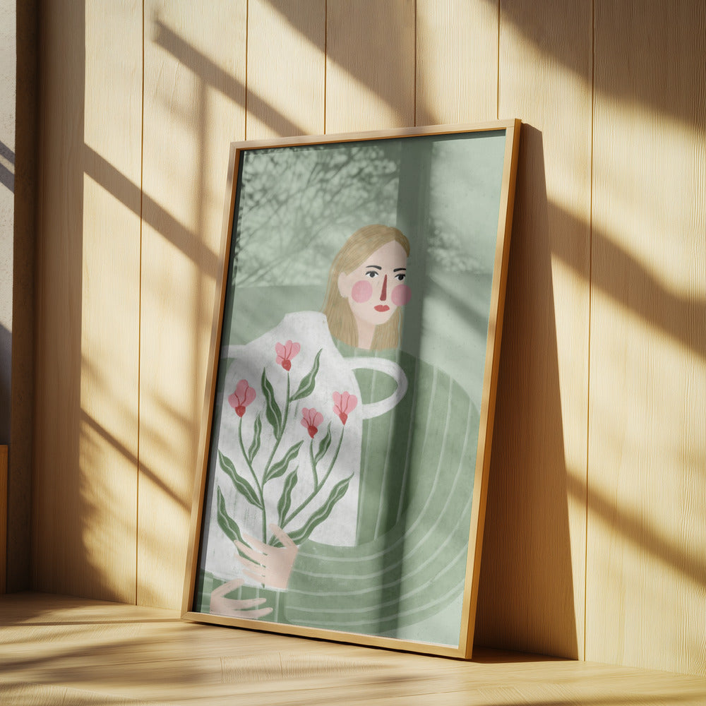 Kvinnan med rosa vas | Poster