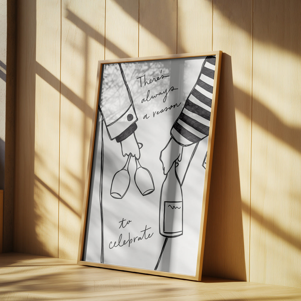 Woman holding wine bottle and wine glass (Black & White) - Wine Vin Femme Noir et Blanc | Poster