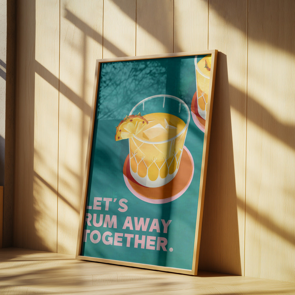 Rum Away Beach Bar Cocktail Art | Poster