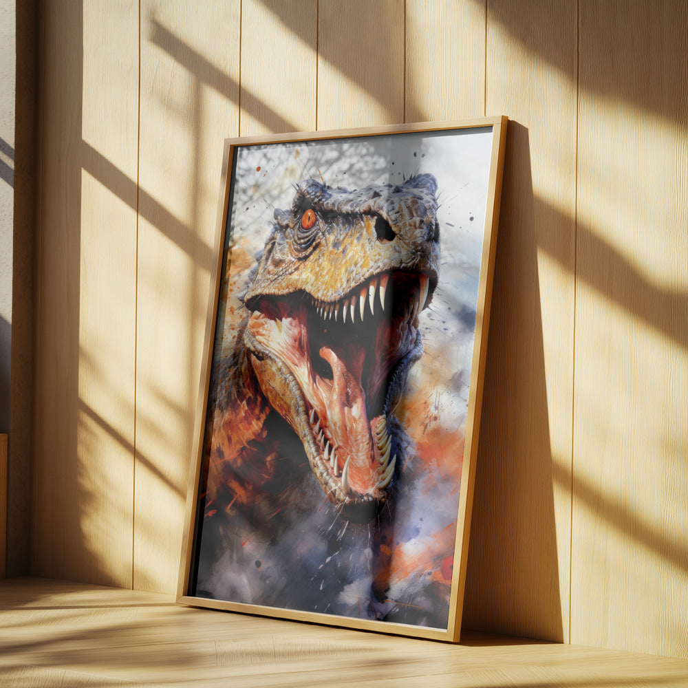 Utahraptor Dinosaur Watercolor Animal Art | Poster