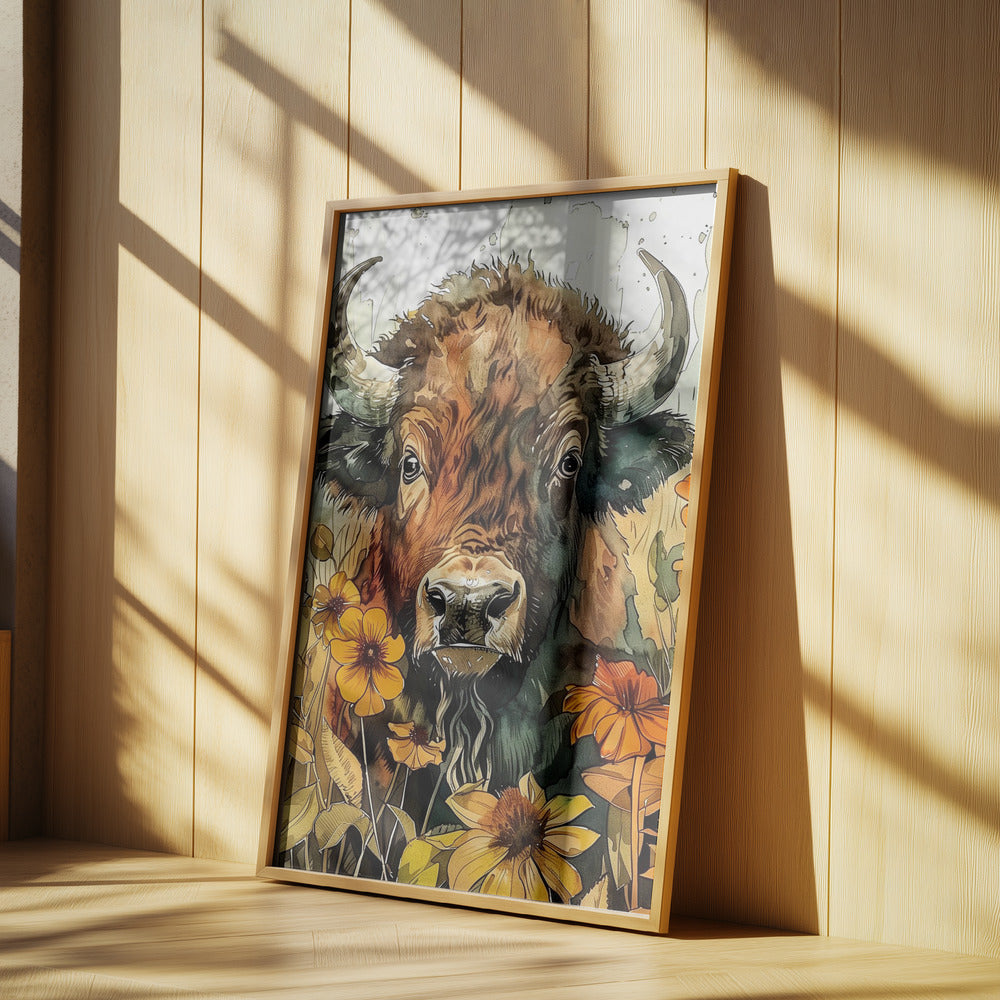 Buffalo watercolor animal art 1 | Poster