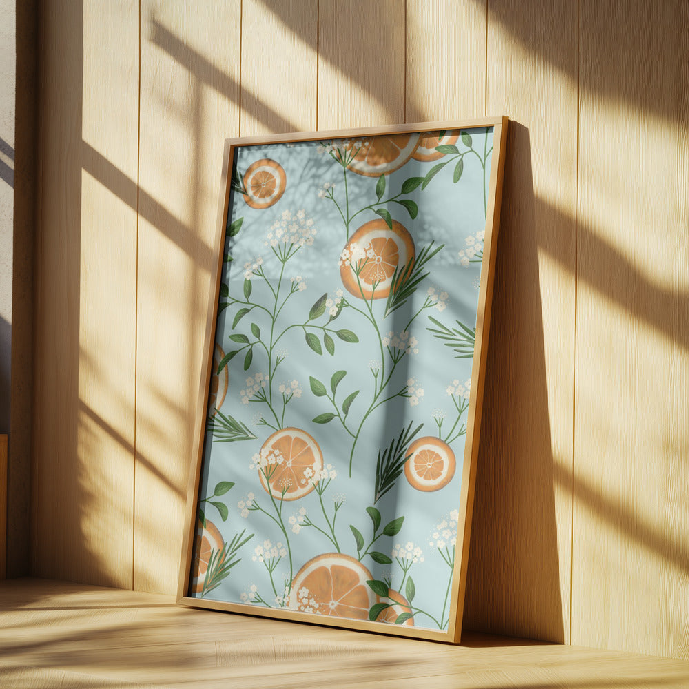 Elderflowers and Oranges Light Blue | Poster
