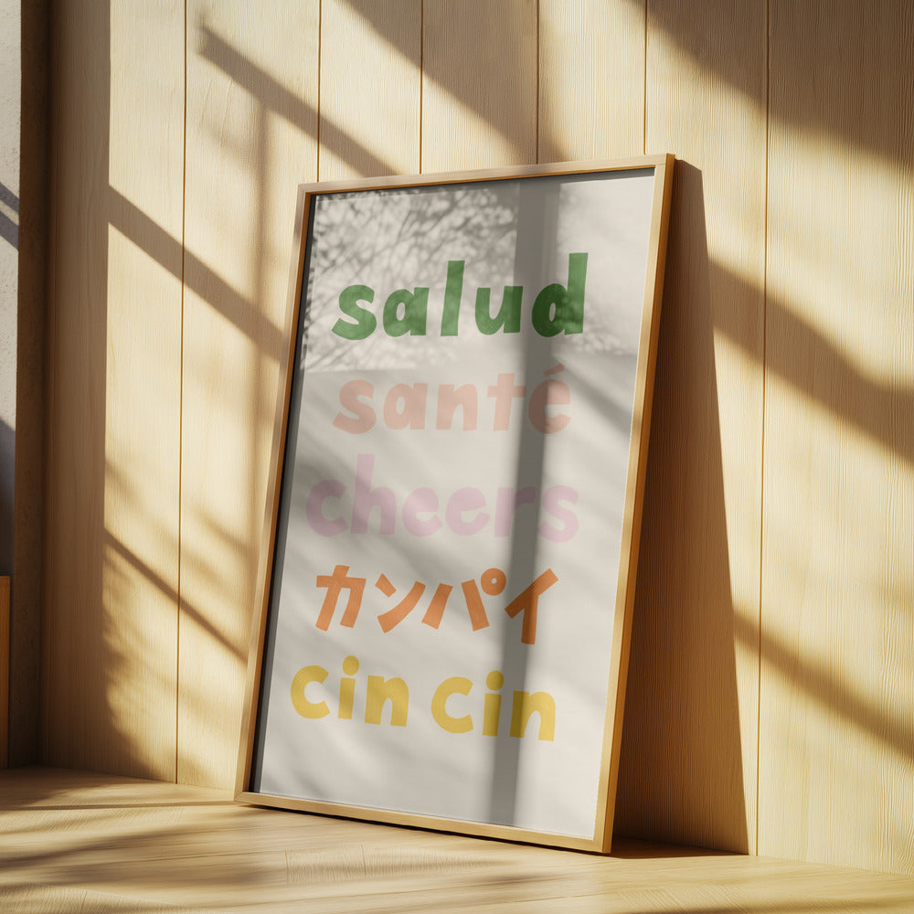 Cheers Typography - Salud Santé Cheers Kanpai Cin cin | Poster
