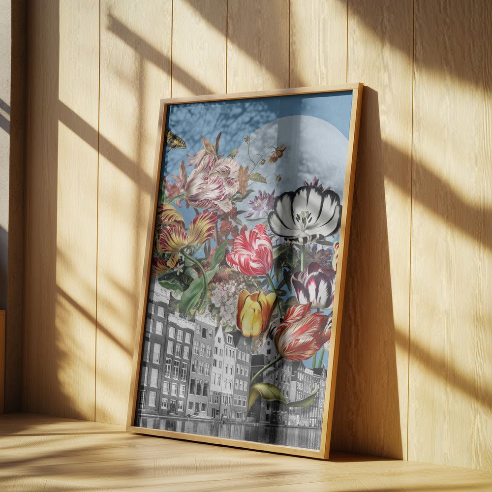 Vibrant Tulips And Intricate Butterflies | Poster